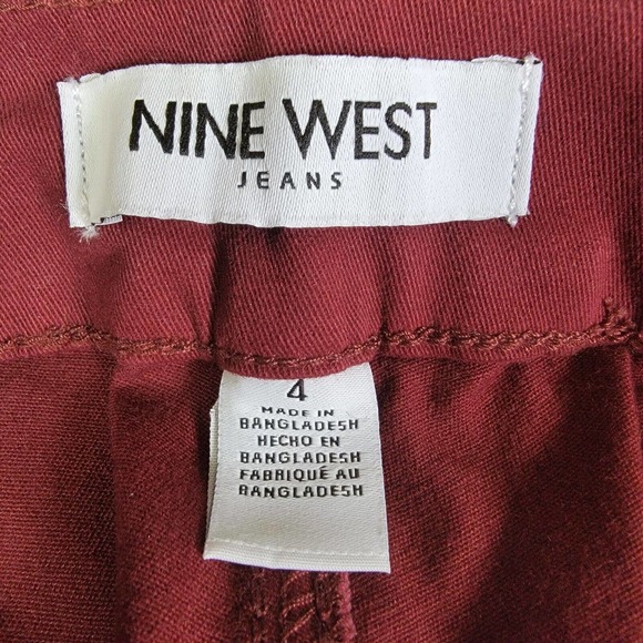 Nine West Women's Heidi Pull On Skinny Twill Pants Size 4 Tawny Port Wine - Picture 7 of 7
